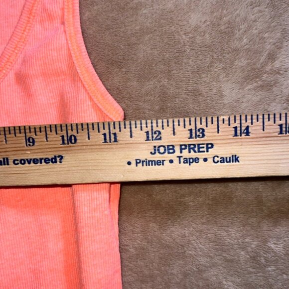 Route 66 Women Small Neon Orange Coral Scoop Neck Fitted Tank Top (T) - Picture 3 of 4